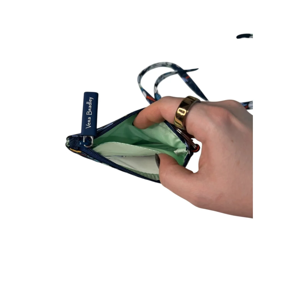 Vera Bradley ID Key Fob Change Purse and Lanyard in Cotton Floral Bursts - Picture 6 of 9